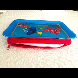 Vintage “Finding NEMO” printed plexiglass Kids personal lap tray w red beans bag